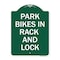 Signmission Park All Bikes in Rack and Lock Sign, Green & White Aluminum Sign, 18" x 24", GW-1824-23498 A-DES-GW-1824-23498 - alternate 1